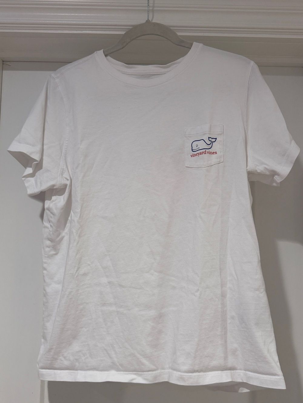 Vineyard Vines White Short Sleeve Pocket Tee with Navy Whale